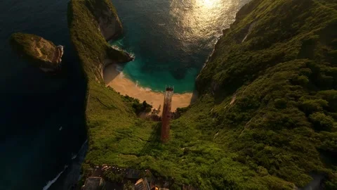 FPV Drone Dive Down Kelingking Beach Cliffs Nusa Penida Bali Stock-Footage 337033771