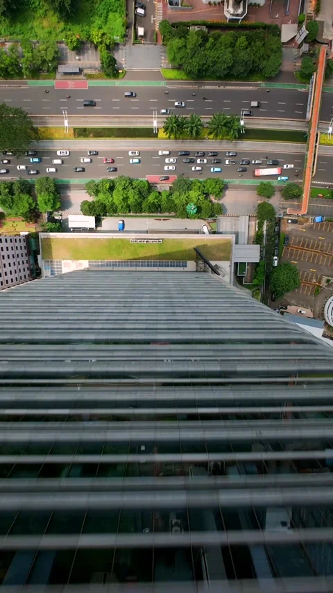FPV Drone Dive Down Skyscraper in Jakarta, Indonesia Stock Footage 344238261