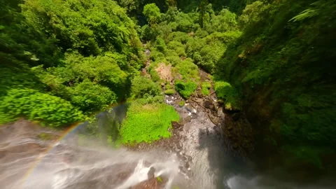 FPV Drone Dive Near The Cascading Sekumpul Waterfall, Bali, Indonesia Stock Footage 285363133