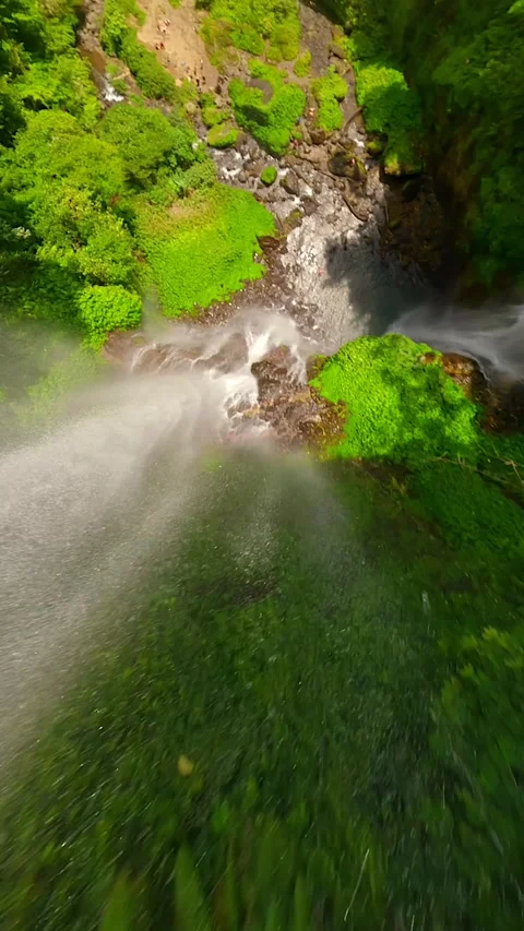 FPV Drone Dive Near The Cascading Sekumpul Waterfall, Bali, Indonesia Stock Footage 285363294