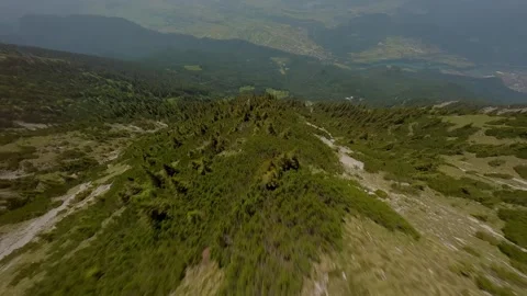 FPV Drone Dive Over Trees – Karavanke South Slope, Slovenia mountains Stock Footage 311482535