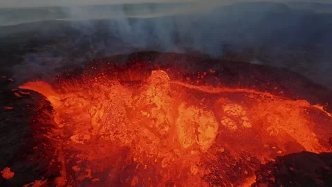 FPV Drone Dive Into Volcano in Iceland – Dramatic Aerial Exploration Stock Footage 305799782