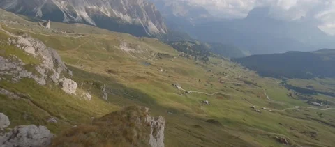 FPV Drone diving down mountain grassy hillside - flatcolor 120FPS 2 Stock Footage 170270732