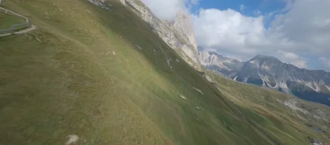 FPV Drone diving down mountain grassy hillside - flatColor 120FPS 1 Stock Footage 170270864