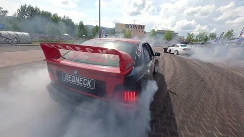 FPV Drone Drift Battle Smoke from Tires Liberec Nisa 26 May 2024 Stock Footage 321409827