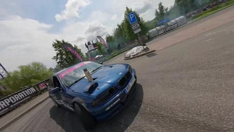 FPV Drone Drift Blue BMW Qualifying  Liberec Nisa 26 May 2024 스톡 동영상 321410969