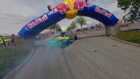 FPV Drone Drift Car Qualifying  Dynamic Flight  Liberec Nisa 26 May 2024 Stock Footage 321410653