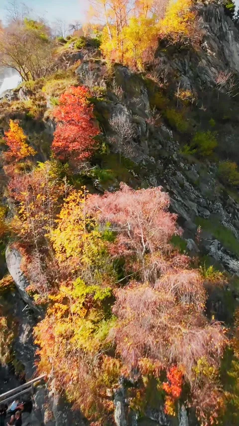 FPV Drone flies close to Partschins Waterfall near Meran, South Tyrol, Italy Stock Footage 295293717