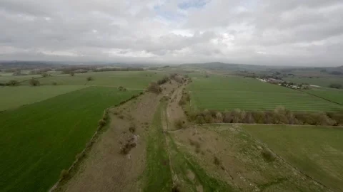 FPV drone flies high over the Springtime Peak District, Colour Corrected Stock Footage 271144213