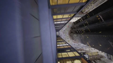 Fpv Drone Flies Over the Streets next to Modern Skyscrapers in the Center of a 库存影片 230052827