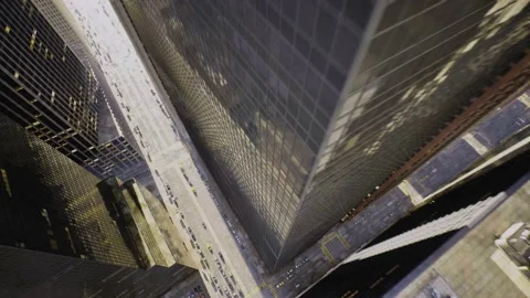 Fpv Drone Flies Over the Streets next to Modern Skyscrapers in the Center of a Stock Footage 230053612