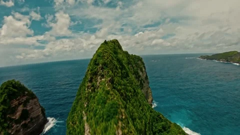 FPV Drone Flight Around Tropical Rock Formation In Nusa Penida Bali Stock Footage 336323271