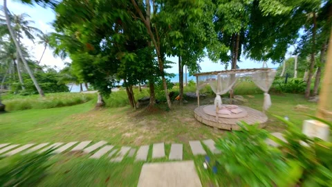 FPV drone flight in beautiful resort on tropical island in Thailand Video stock 264991629