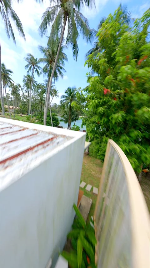 FPV drone flight in beautiful resort on tropical island in Thailand Stock Footage 264991634