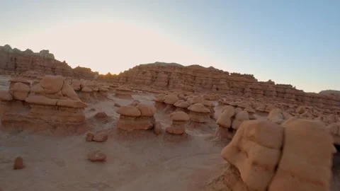 FPV Drone Flight Between the Hoodoos in Goblin Valley State Park at Sunrise Stock Footage 286229233