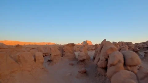 FPV Drone Flight Between the Hoodoos in Goblin Valley State Park at Sunrise Stock Footage 286229249