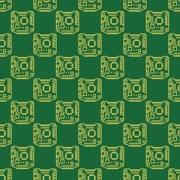 FPV Drone Flight Controller vector concept outline seamless pattern Stock Illustration