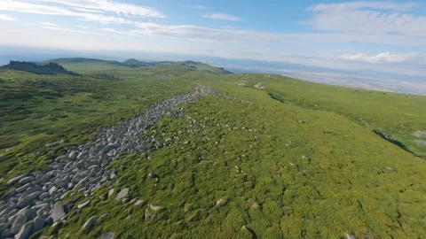 FPV drone flight following a boulder field on Vitosha Mountain, Bulgaria Stock Footage 339562563
