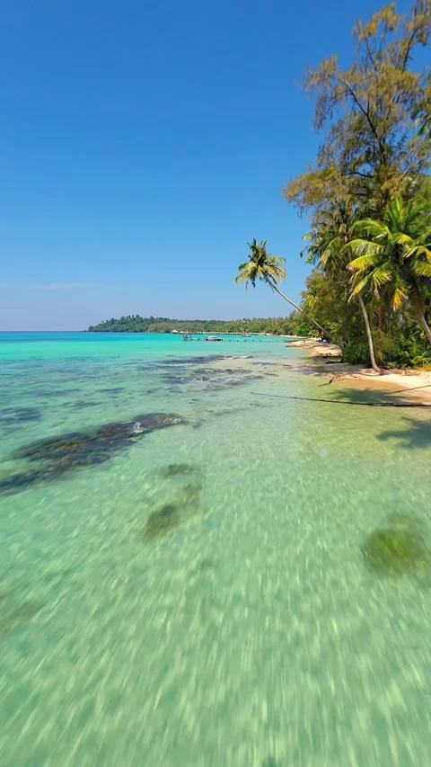 FPV Drone Flight Over Crystal Clear Sea On Tropical Paradise Beach In Thailand Stock Footage 323295712