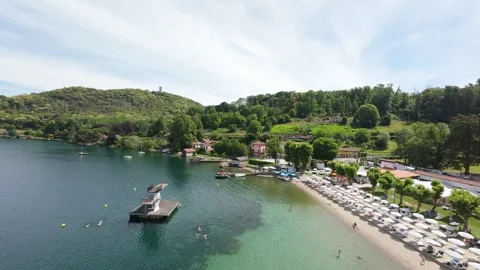 FPV Drone Flight Over Diamond Colored Lake With Birds Landing on the Water Video stock 336966202