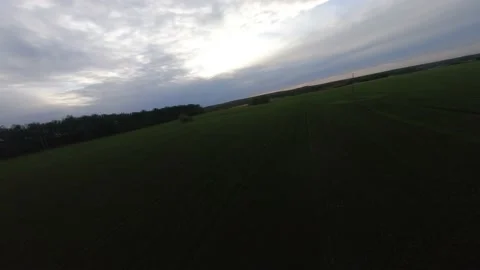 Fpv drone flight over a green field Stock Footage 222945607