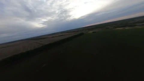 Fpv drone flight over a green field Stock Footage 222946169