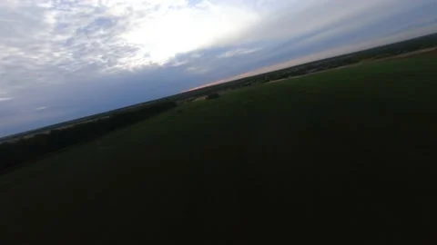 Fpv drone flight over a green field Stock Footage 222946174