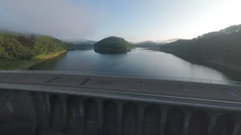 FPV Drone Flight Over Lake at Misty Morning 動画素材 313902753
