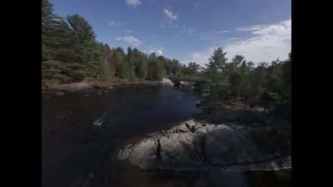 FPV Drone Flight Over Rawdon Cascades, Under Bridge and Dynamic Aerial Maneuvers Stock Footage 290967490