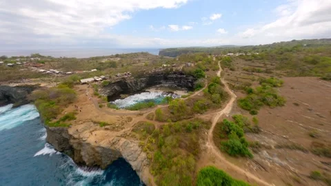 FPV drone flight over scenic Broken Beach on Nusa Penida Island, Bali, Indonesia Stock Footage 306516222