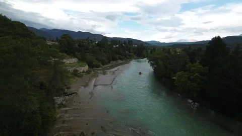 FPV Drone Flight Over Scenic River With Rafting View Stock Footage 309037095