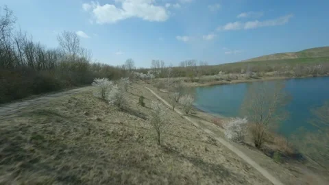 Fpv Drone Flight over a small Beach and blue Water Stock Footage 173545006