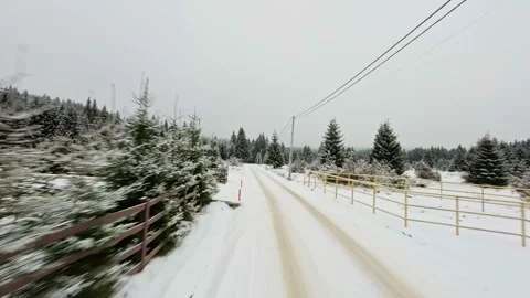 FPV Drone Flight over the Snowy Mountains of Romania 動画素材 264810352