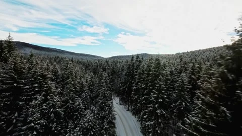 FPV Drone Flight over the Snowy Mountains of Romania 動画素材 264810519