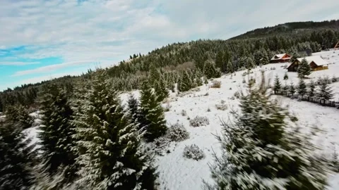 FPV Drone Flight over the Snowy Mountains of Romania 動画素材 264811048