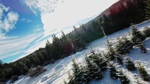 FPV Drone Flight over the Snowy Mountains of Romania 動画素材 264811401
