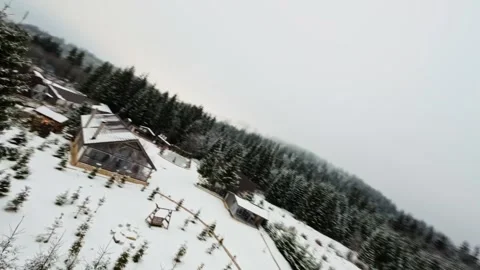 FPV Drone Flight over the Snowy Mountains of Romania 動画素材 264812491