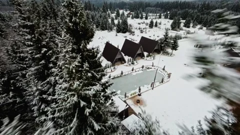 FPV Drone Flight over the Snowy Mountains of Romania 動画素材 264812802