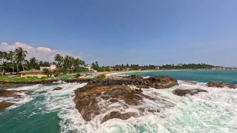 FPV Drone Flight Over Sri Lanka Coastline – Tropical Beach, Ocean, Waves Stock Footage 324613245