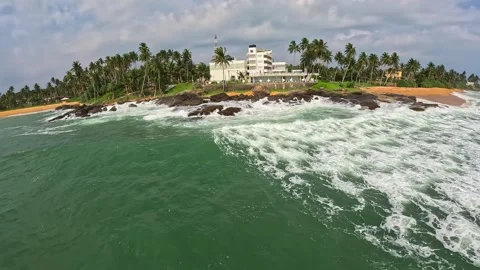FPV Drone Flight Over Sri Lanka Coastline – Tropical Beach, Ocean, Waves Stock Footage 324613274