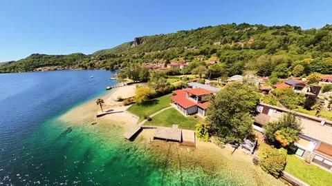 FPV Drone Flight Over Tropical Lagoon Beach With Palm Trees and Boats Video stock 335879429