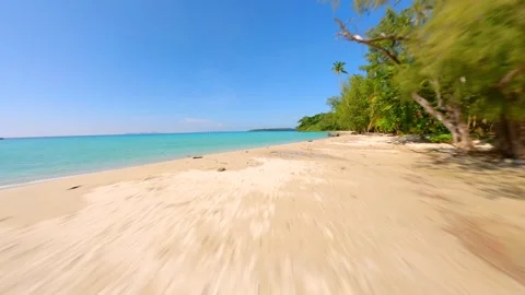 FPV drone flight over turquoise sea on tropical beach in Koh Kood, Thailand Stock Footage 306517462