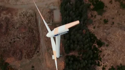 Fpv drone flight over wind generator Stock Footage 168617565