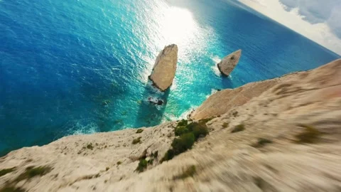 FPV Drone Flight Over Zakynthos Town, Greece – Scenic Island City Aerial View Stock Footage 305805161