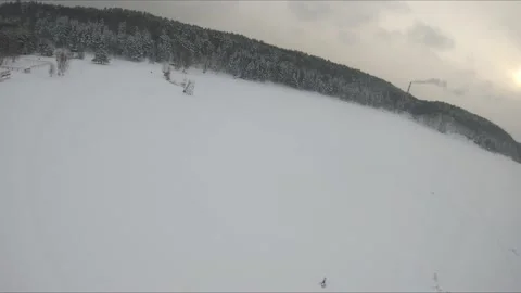 Fpv drone flight in a snowy forest Stock Footage 171152391