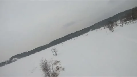 Fpv drone flight in a snowy forest Stock Footage 171154714
