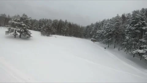 Fpv drone flight in a snowy forest Stock Footage 171155265