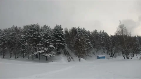 Fpv drone flight in a snowy forest Stock Footage 171155283