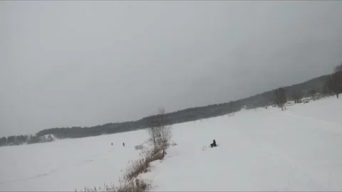 Fpv drone flight in a snowy forest Stock Footage 171156396