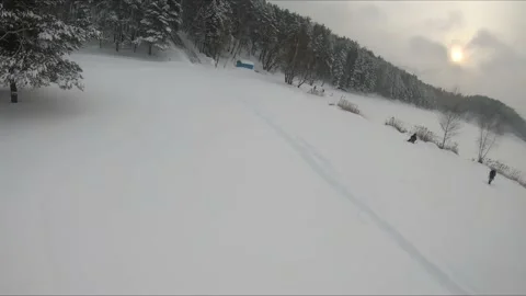 Fpv drone flight in a snowy forest Stock Footage 171160265